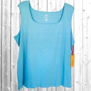 Ruby Rd Teal 100% Cotton Sleeveless Shirt Tank 3X